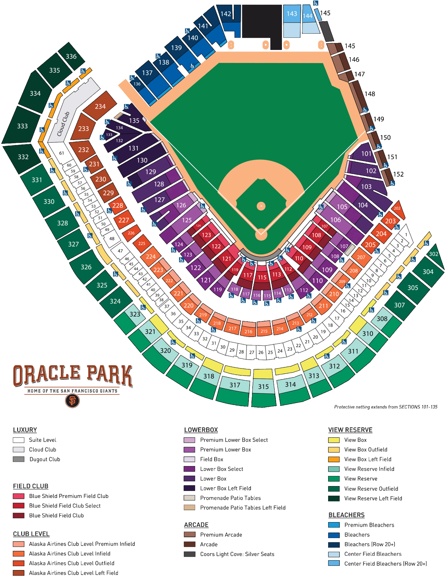 Seat Map Oracle Park San Francisco Giants