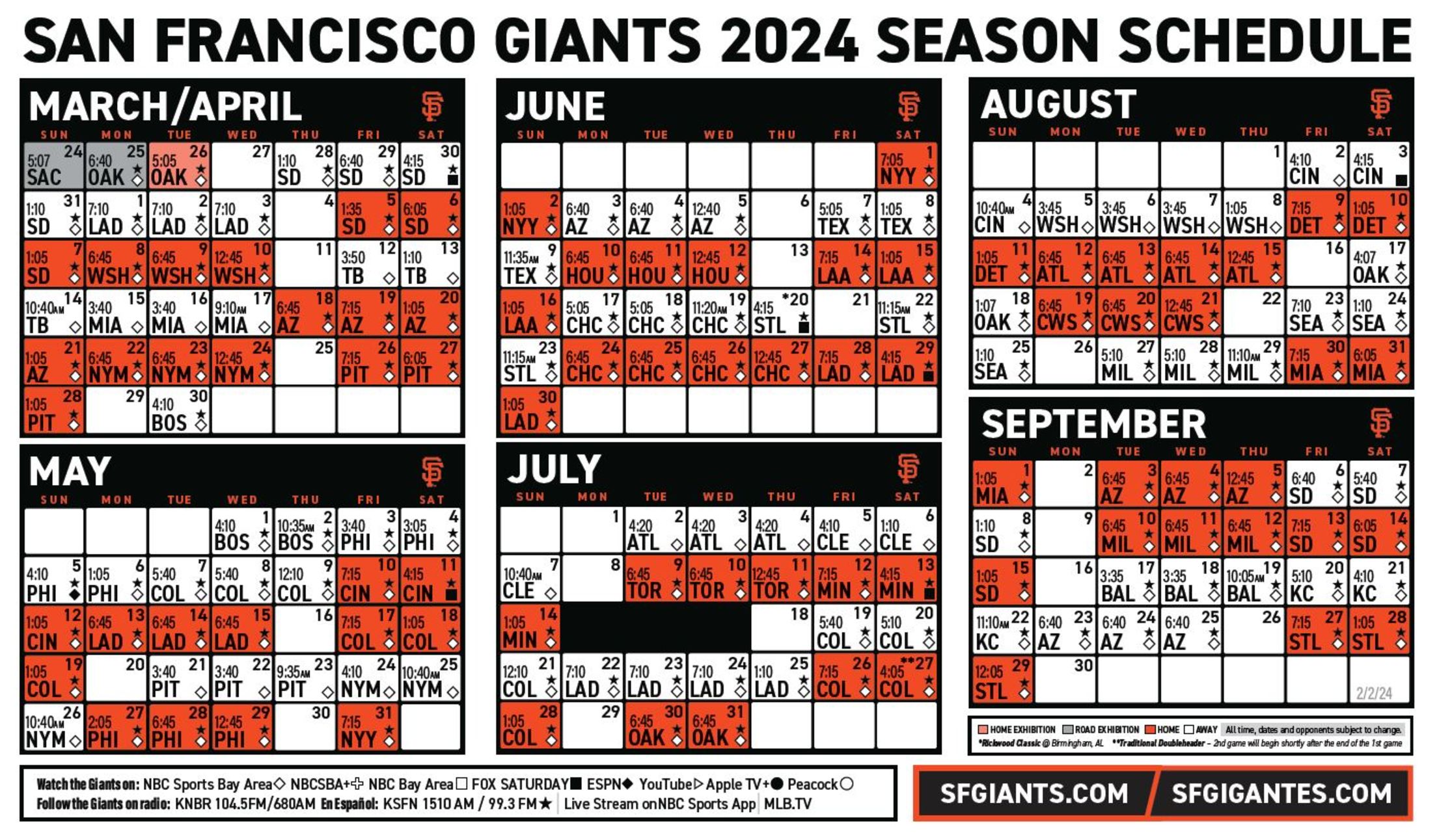 Mlb 2024 Schedule Giants Alene Aurelie