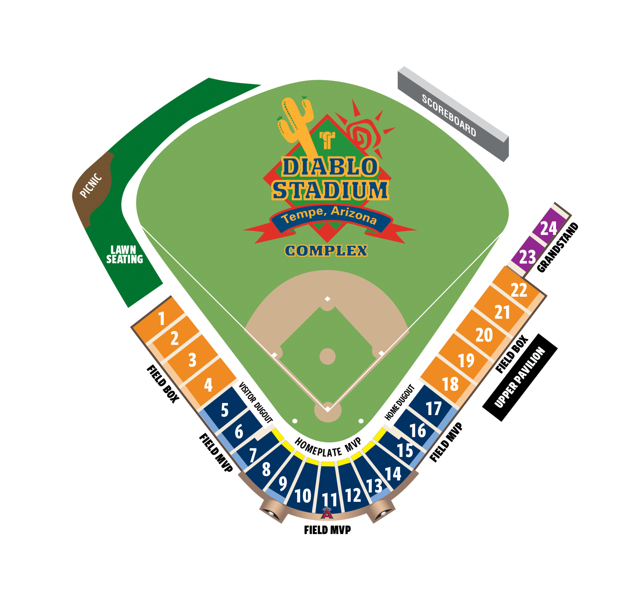 Tempe Diablo Stadium Seating Map Los Angeles Angels