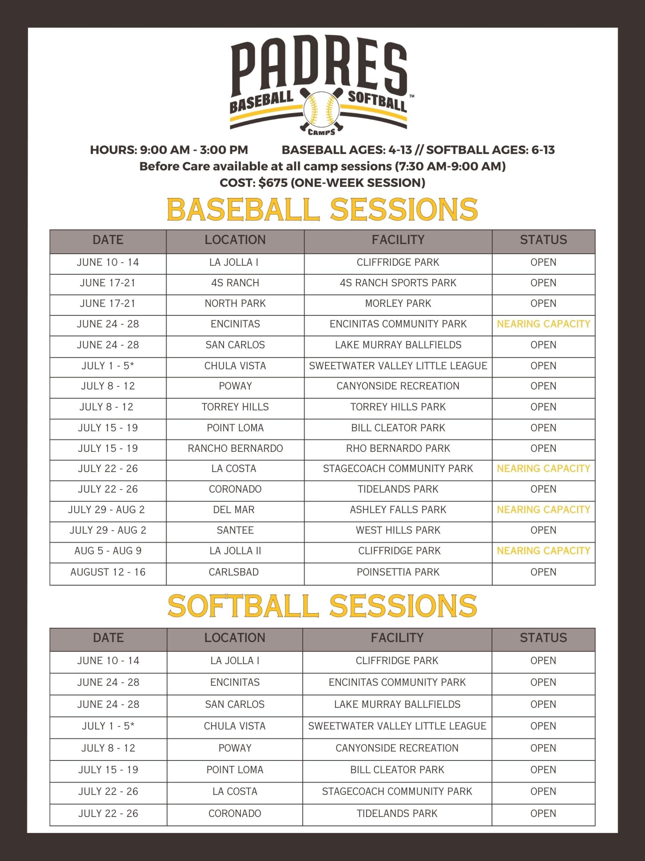 Padres Community | Play | Baseball & Softball Camps | San