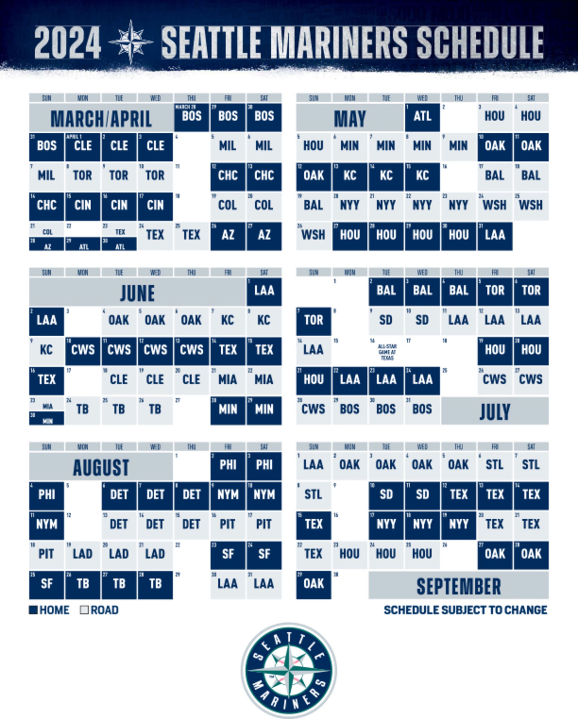 Mariners announce details of revised 2022 schedule