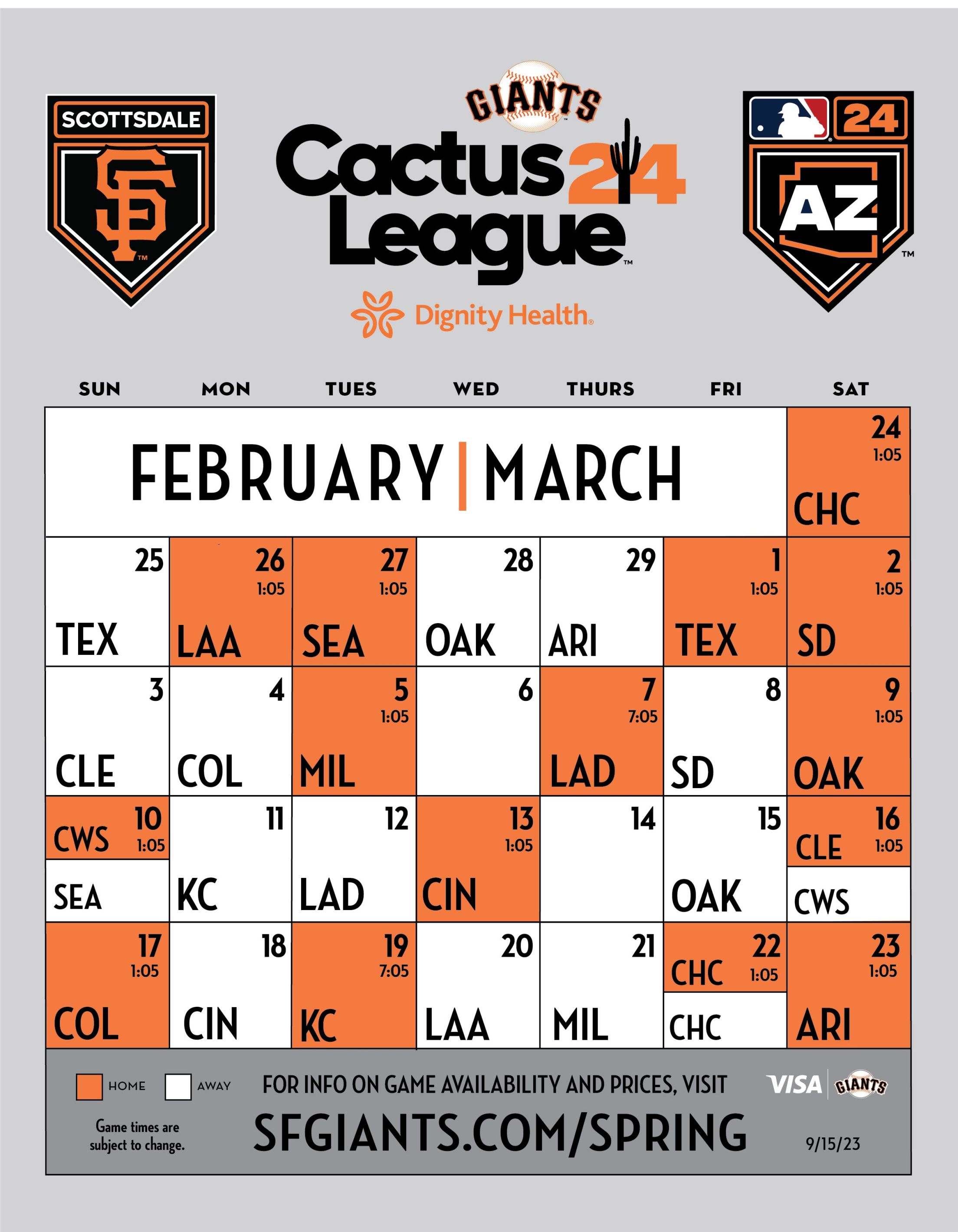 Sf Giants Spring Training 2024 Schedule Lorna Rebecca