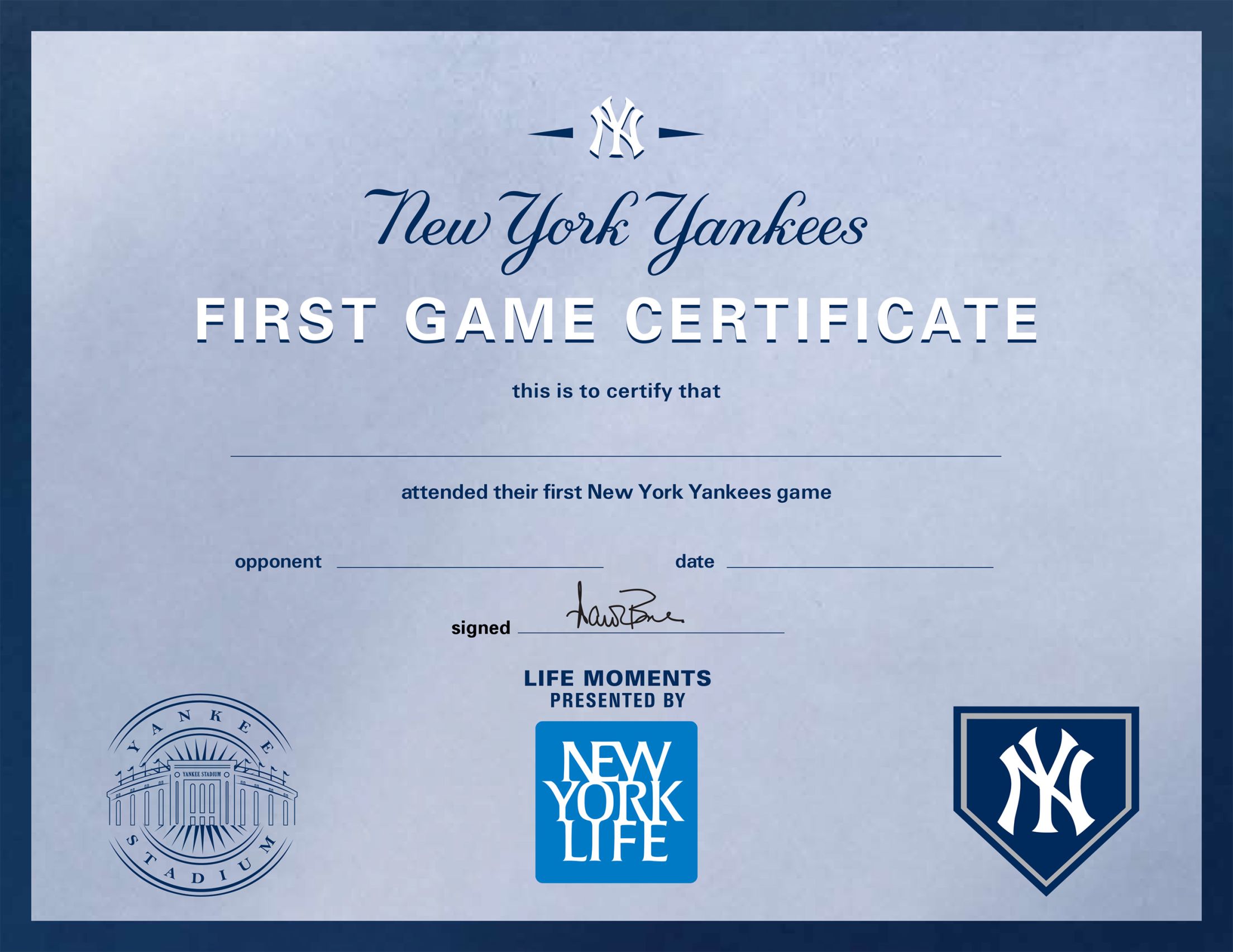 New York Yankees Game Ticket Gift Voucher