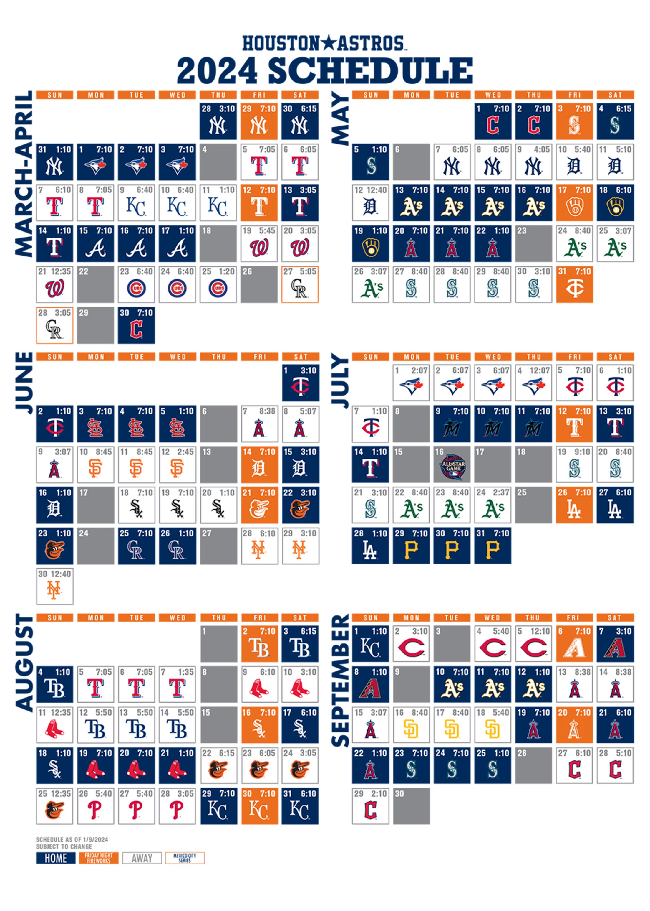 Houston Astros Baseball Schedule 2024 Suzi Zonnya