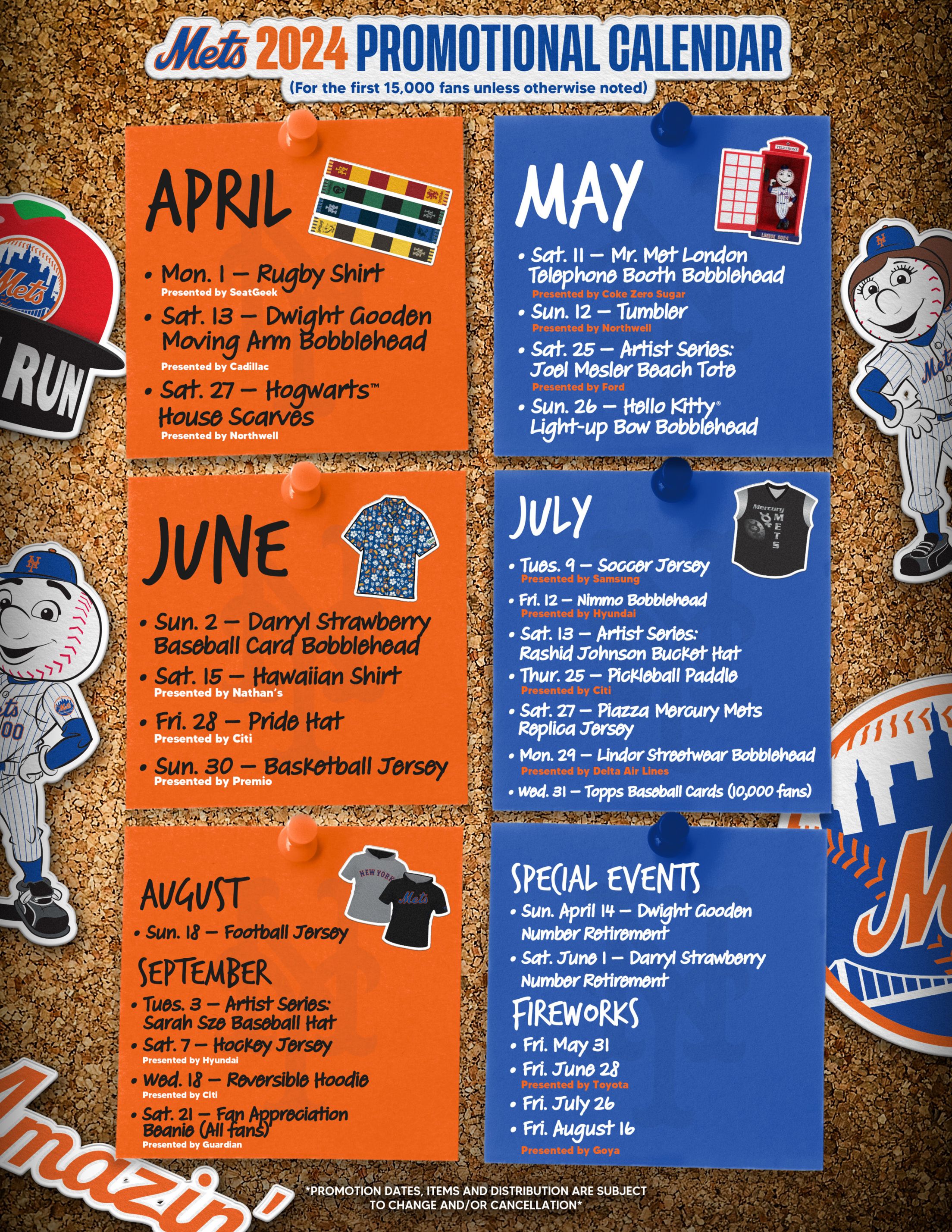 2024 Promotional Calendar New York Mets