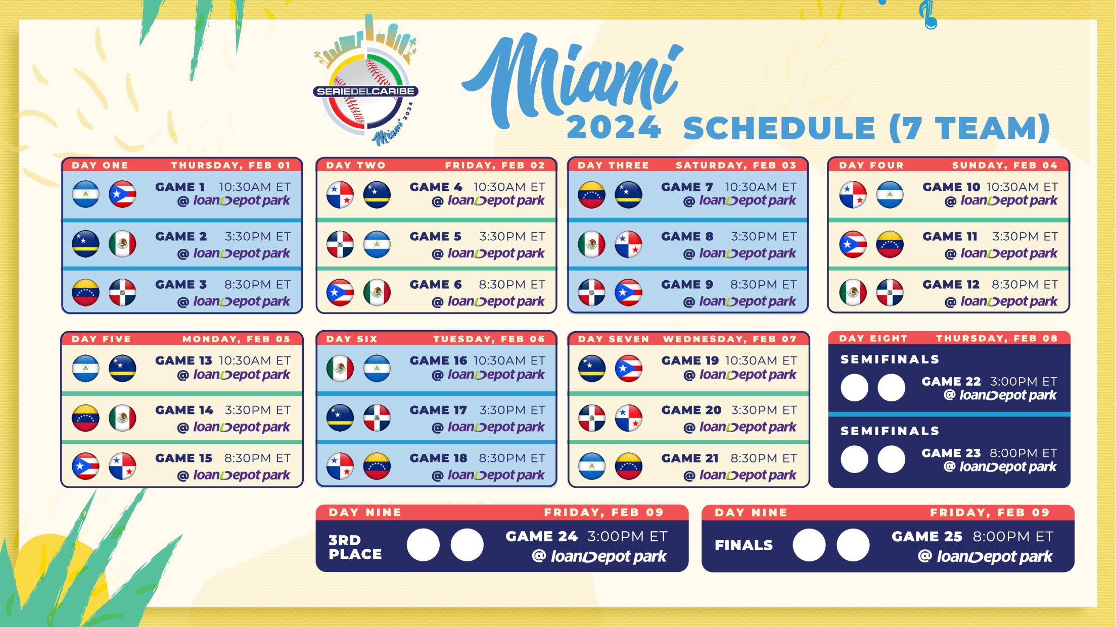 Serie Del Caribe 2024 Printable Schedule Calendar Lusa Sissie