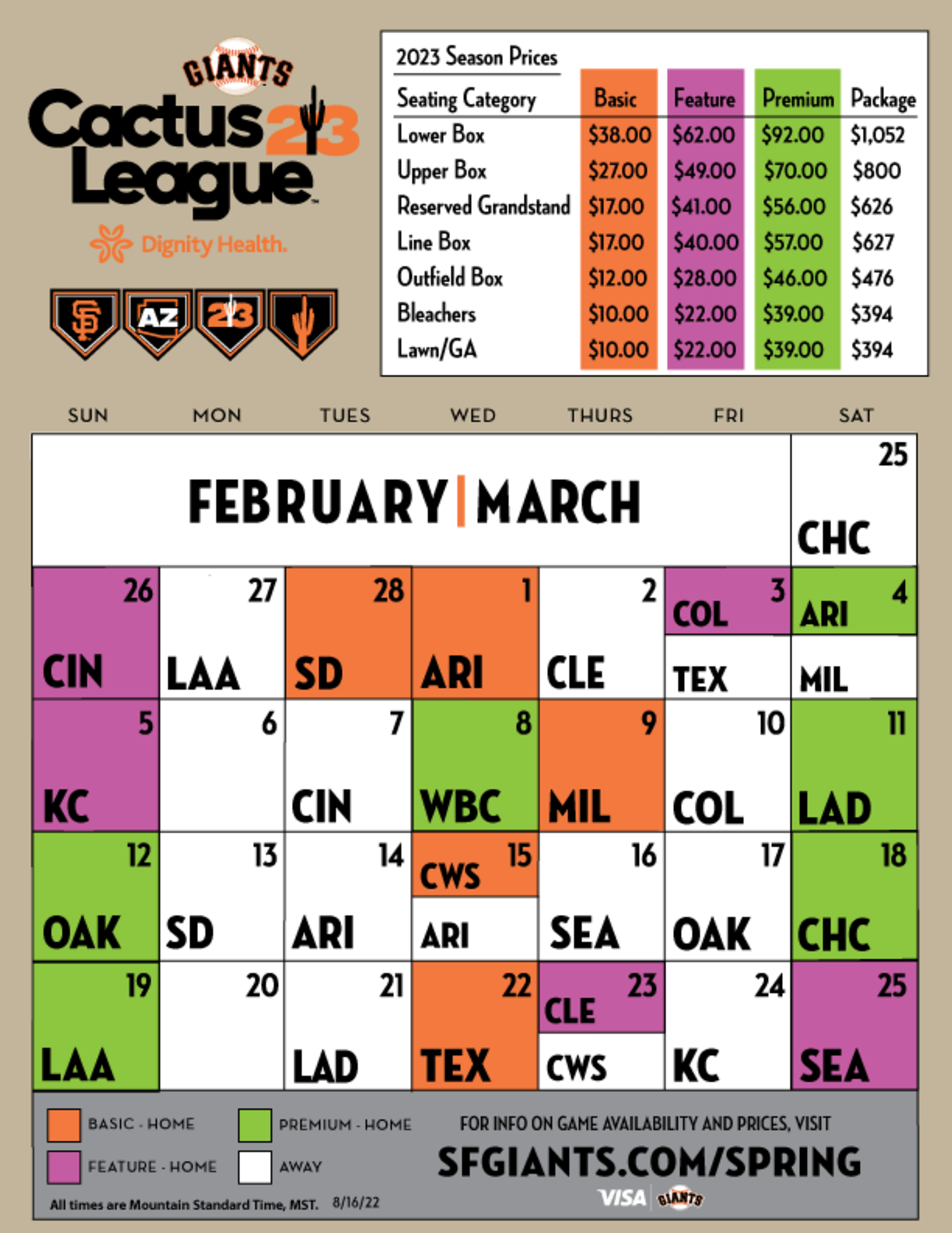 Spring Training Season Ticket Members San Francisco Giants