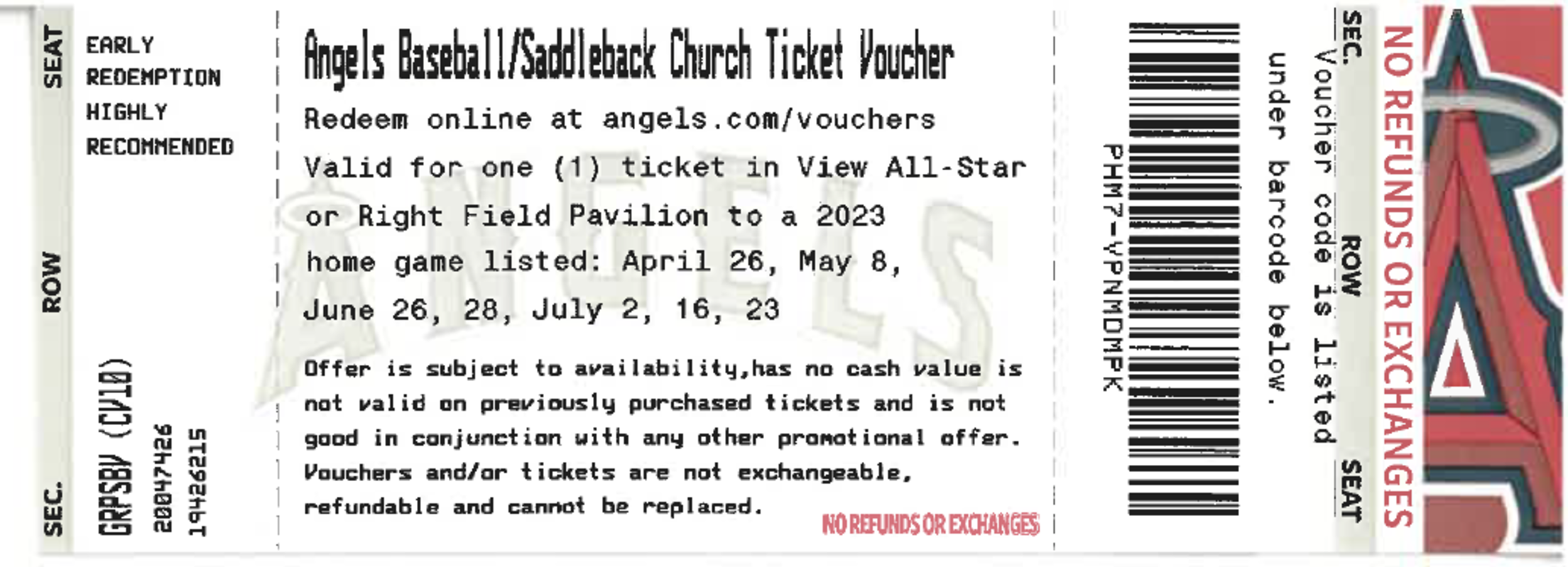 angels promotional schedule 2023