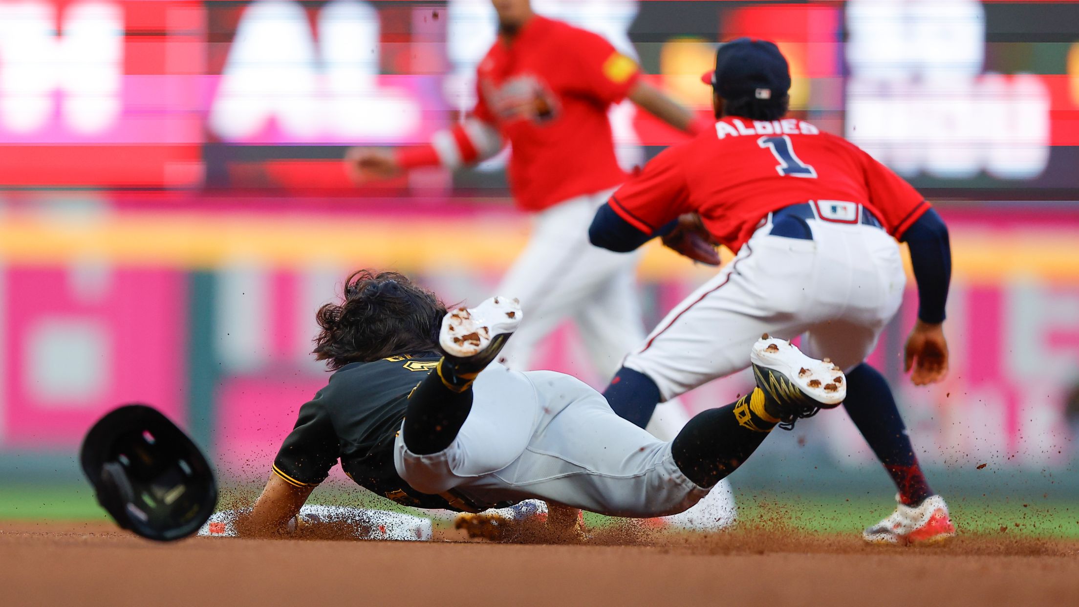 Boston Red Sox SS Pablo Reyes claps after stealing second base. The News  Photo - Getty Images