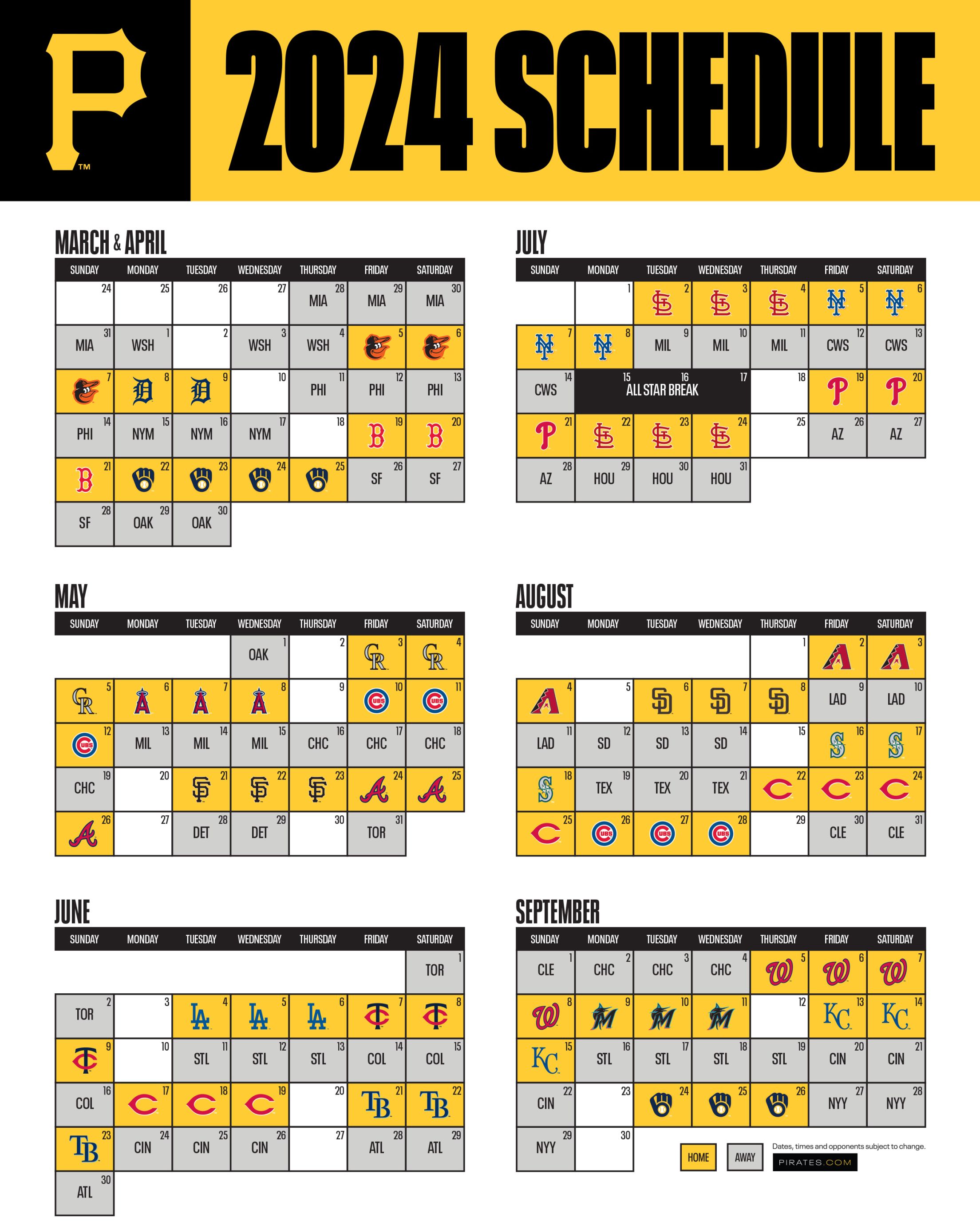Pittsburgh Pirates 2023 MLB Team Wall Calendar