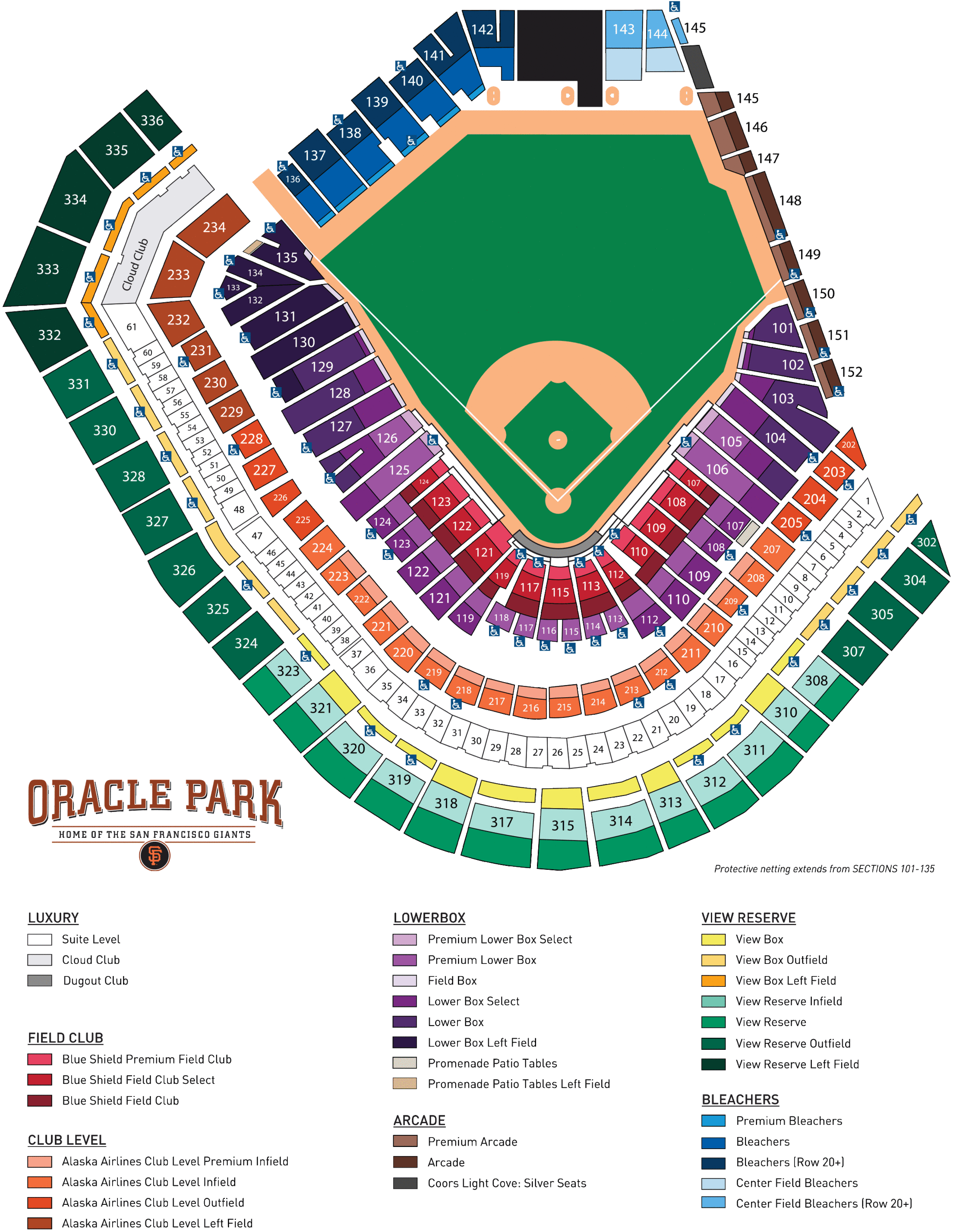 Seat Map Oracle Park San Francisco Giants
