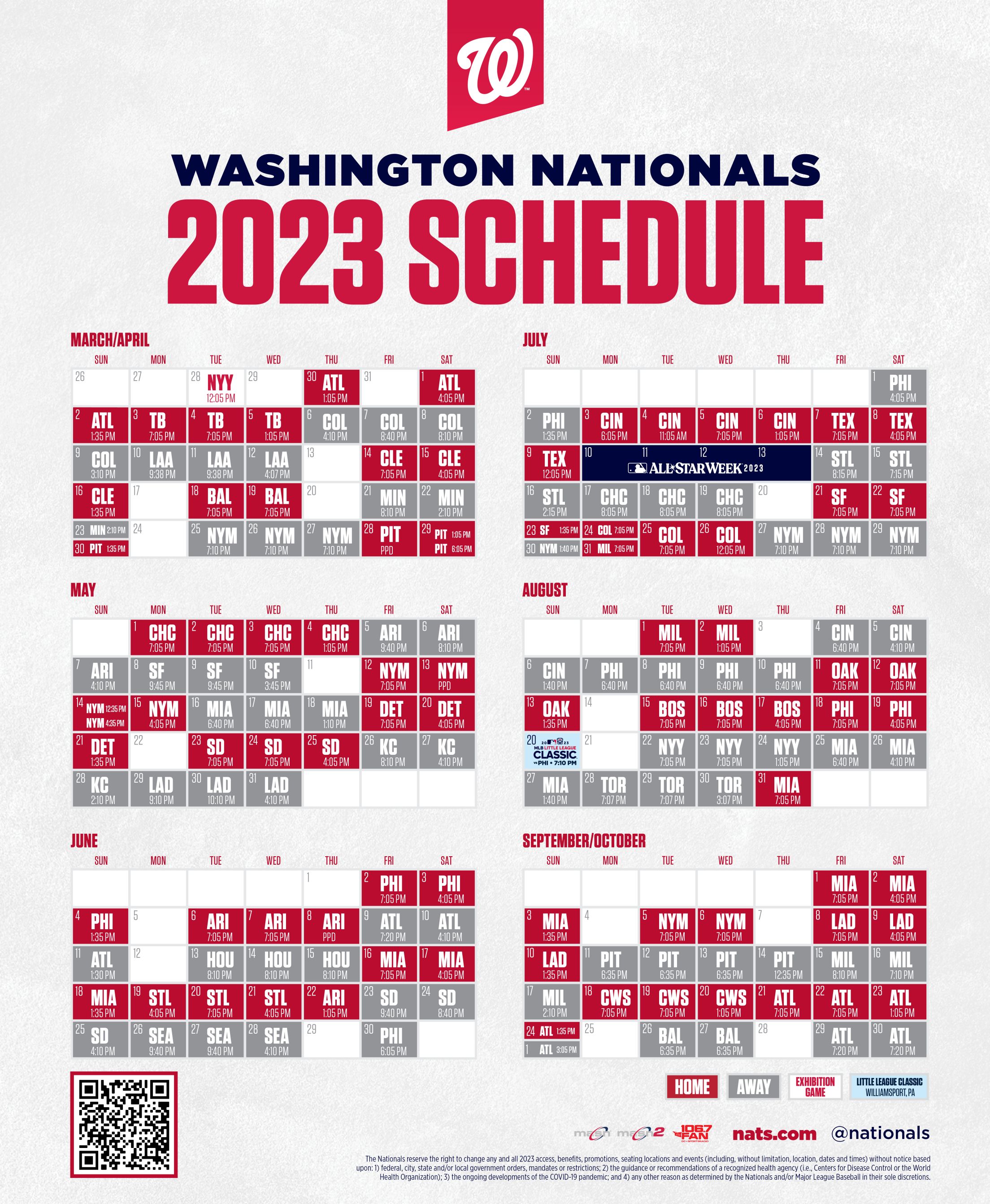 Washington Nationals' 2023 Regular Season Schedule