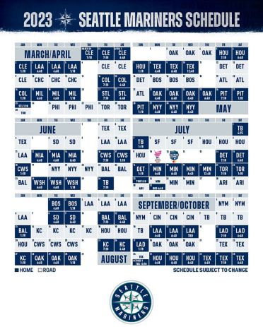 seattle mariners sortable schedule