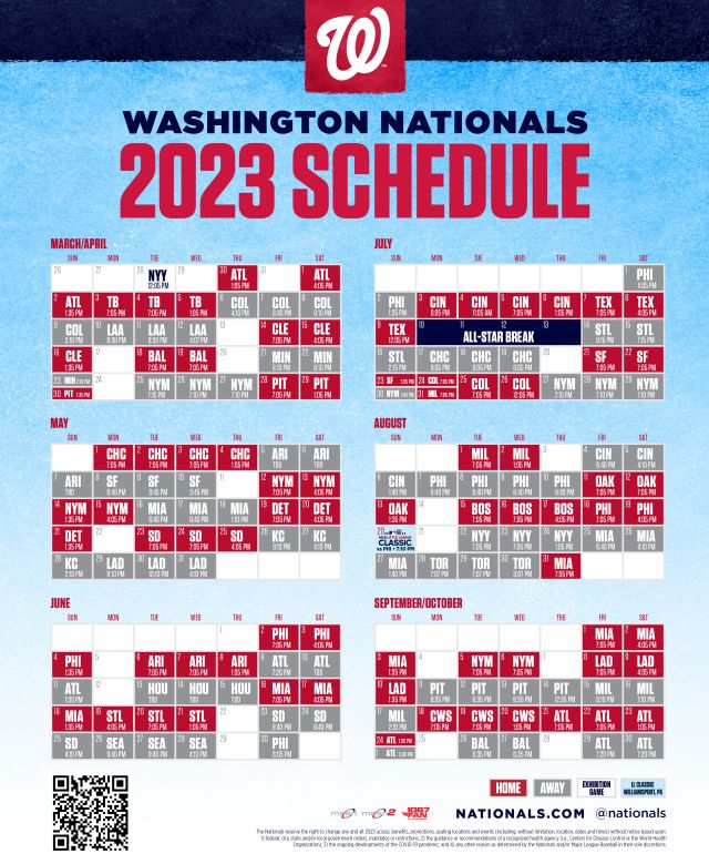 Nationals Printable Schedule Washington Nationals