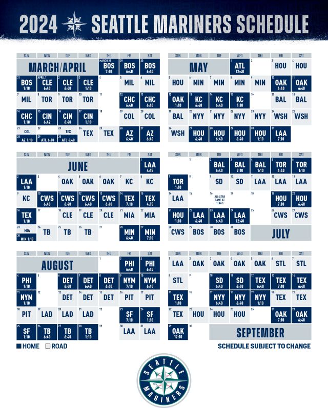 Printable Schedule | Seattle Mariners