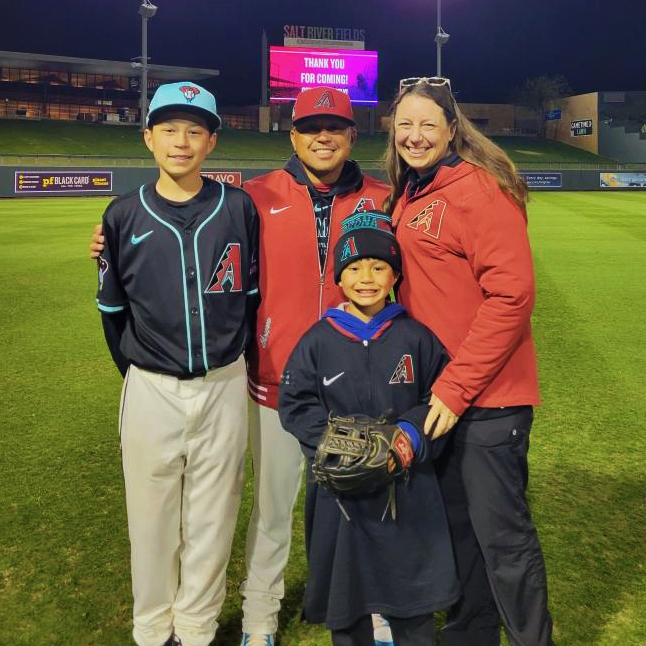 Clayson Marcelino (left), Brad Marcelino (center), Johanna Marcelino (right), Easton Marcelino (bottom)