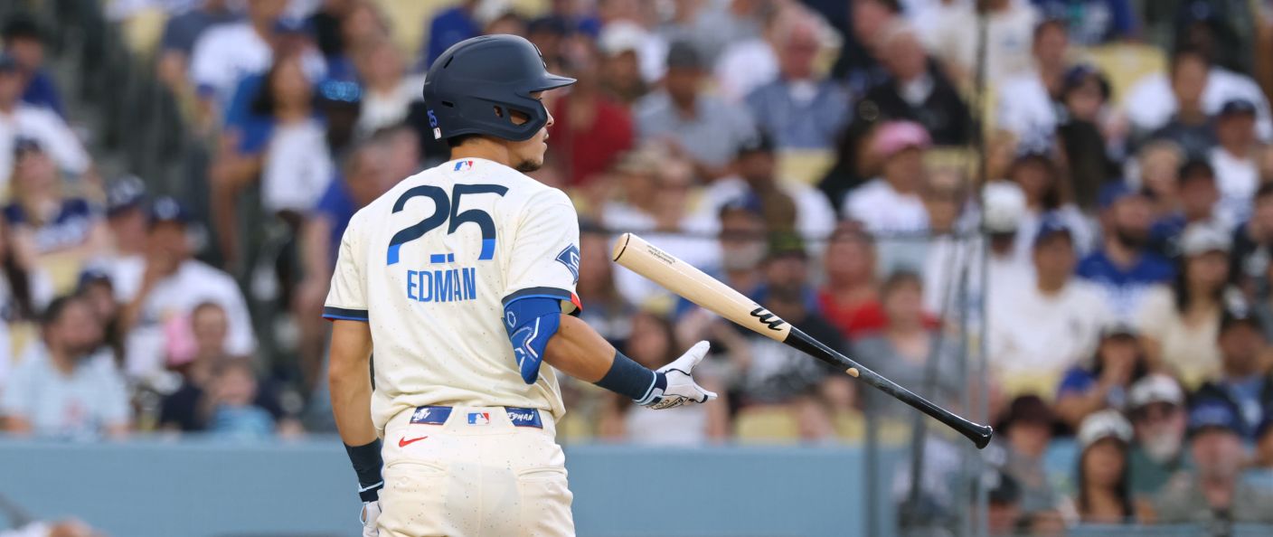 Action du match entre les Nationals et les Dodgers, au UNIQLO Field at Dodger Stadium.