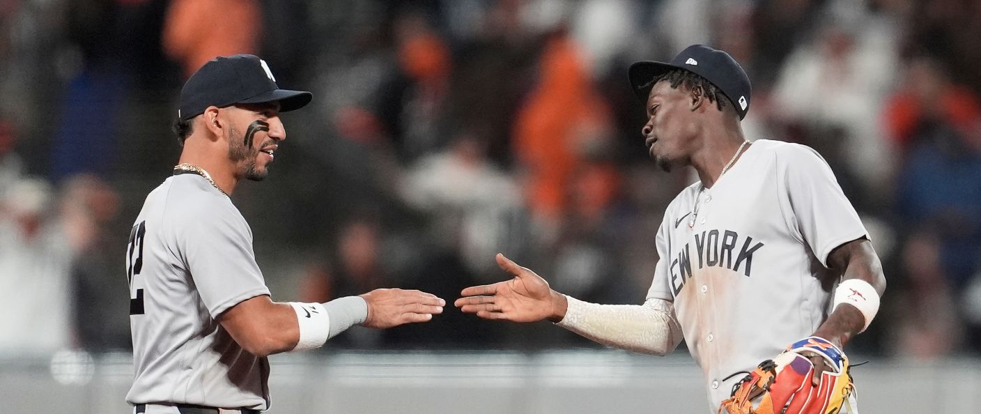 Action du match entre les Yankees et les Giants, au Oracle Park.