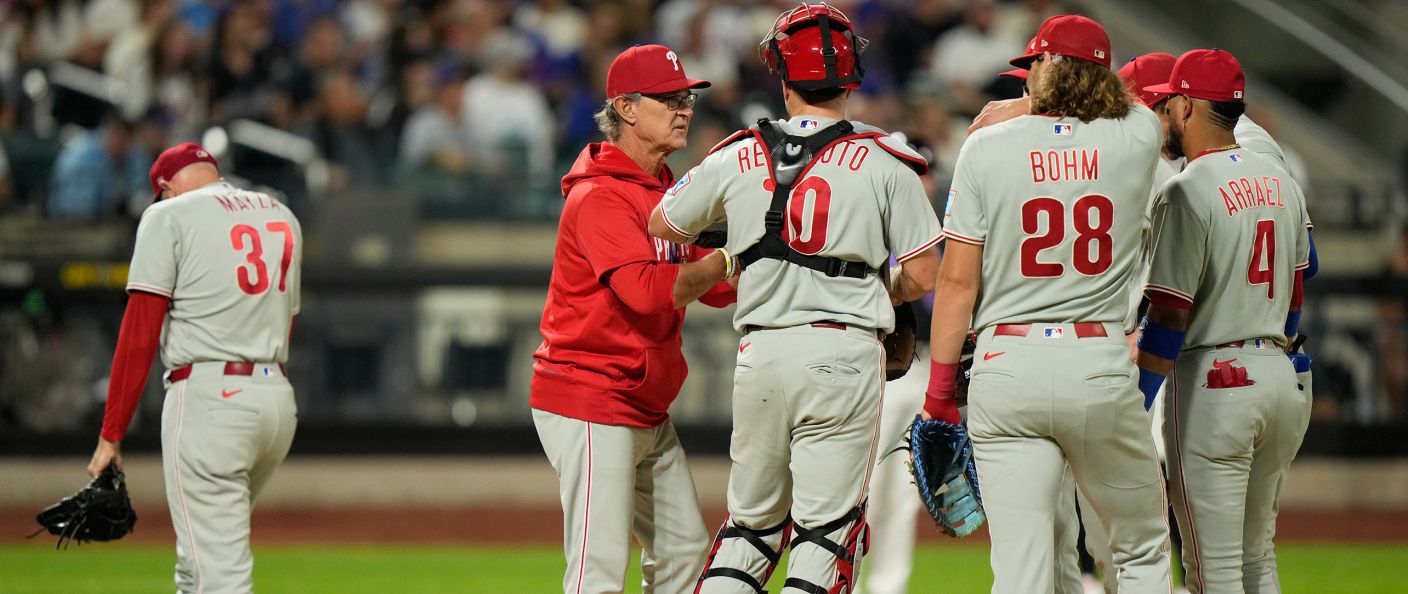 Action du match entre les Phillies et les Mets, au Citi Field.