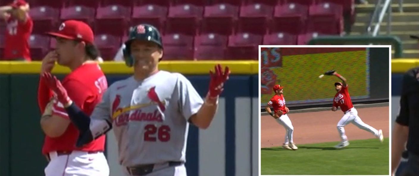 Action du match entre les Cardinals et les Reds, au Great American Ball Park.