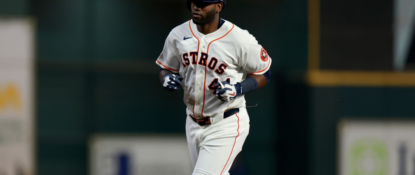 Action du match entre les Royals et les Astros, au Daikin Park.