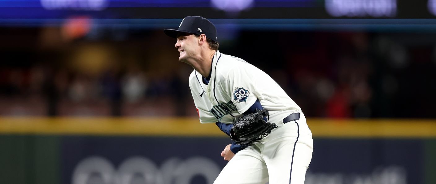Action du match entre les Angels et les Mariners, au T-Mobile Park.