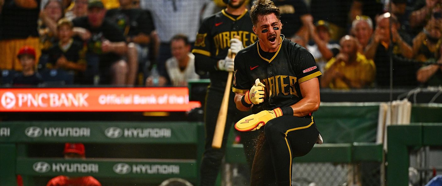 Action du match entre les Angels et les Pirates, au PNC Park.