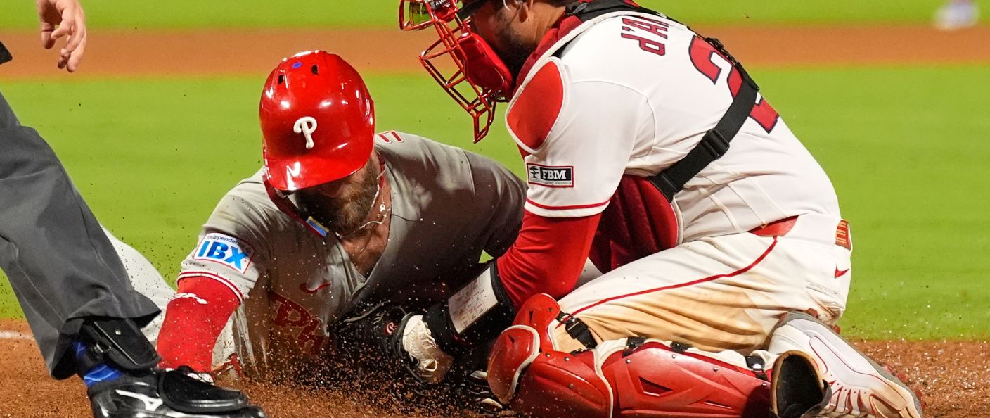 Action du match entre les Phillies et les Angels, au Angel Stadium.