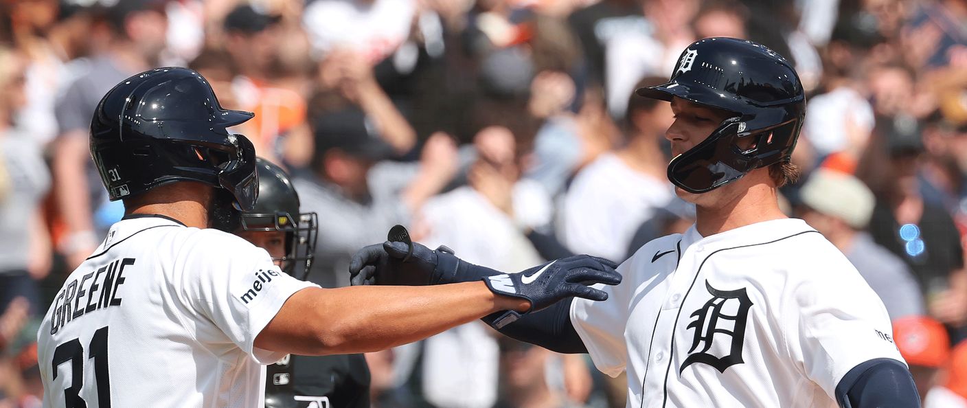 Action du match entre les Cardinals et les Tigers, au Comerica Park.