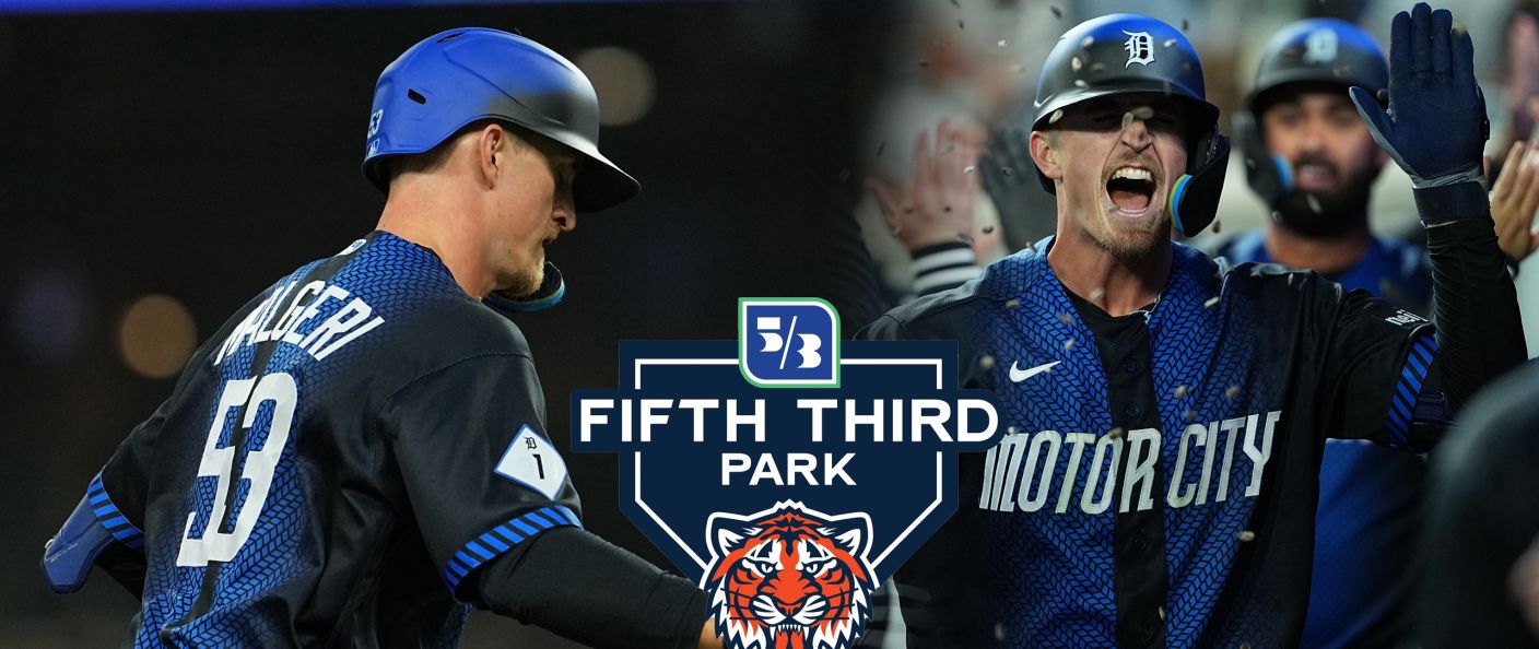 Action du match entre les Nationals et les Tigers, au Comerica Park.