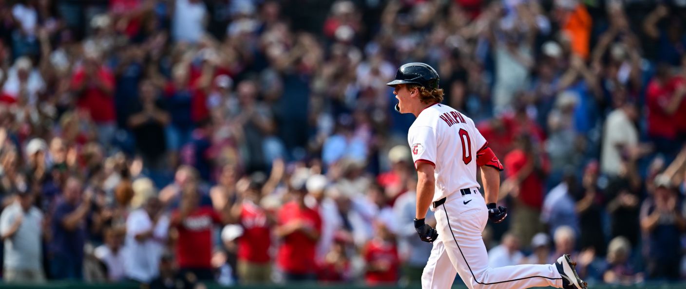 Action du match entre les White Sox et les Guardians, au Progressive Field.