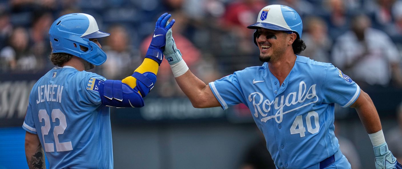 Action du match entre les Royals et les Guardians, au Progressive Field.