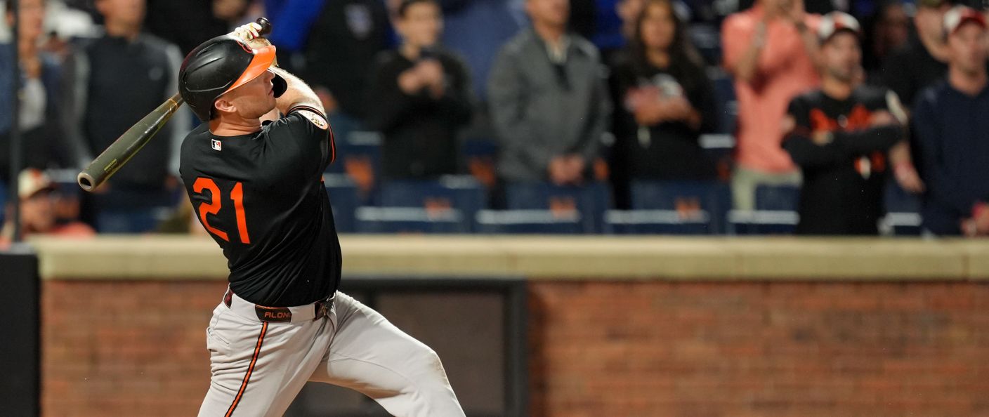 Action du match entre les Orioles et les Mets, au Citi Field.