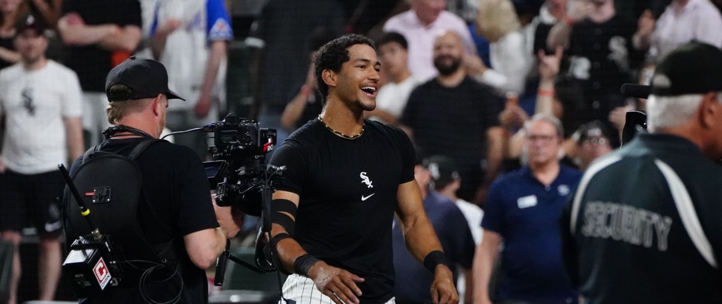 Action du match Sox - Braves au Rate Field.