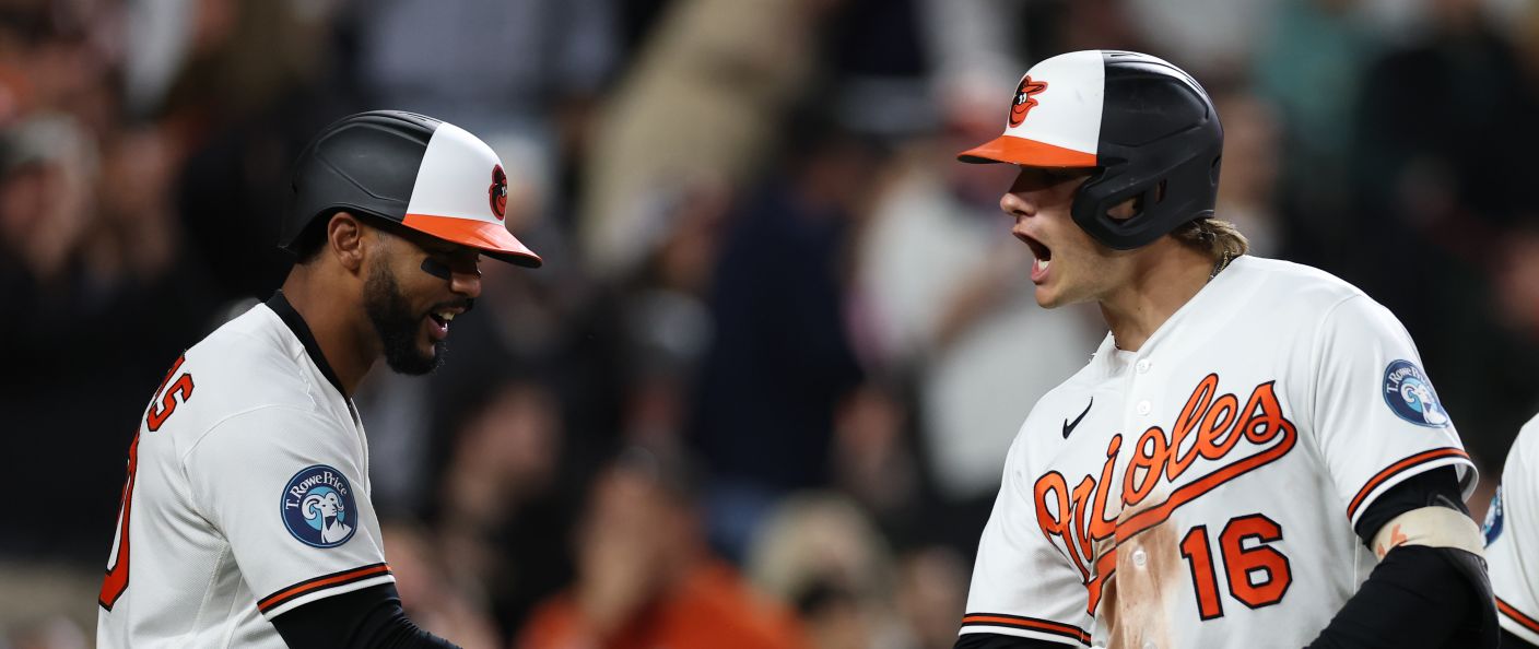 Action du match Orioles - Yankees au Camden Yards.