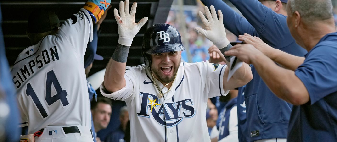 Action du match entre les Astros et les Rays, au Tropicana Field.