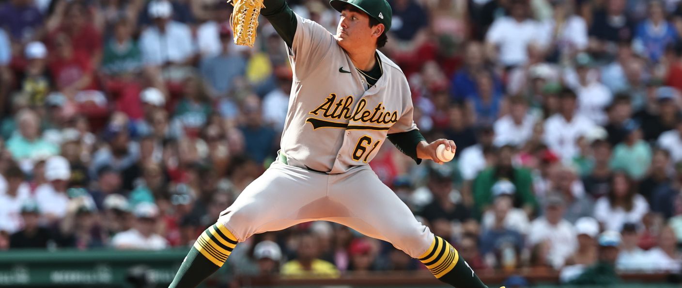 Action du match entre les Athletics et les Red Sox, au Fenway Park.