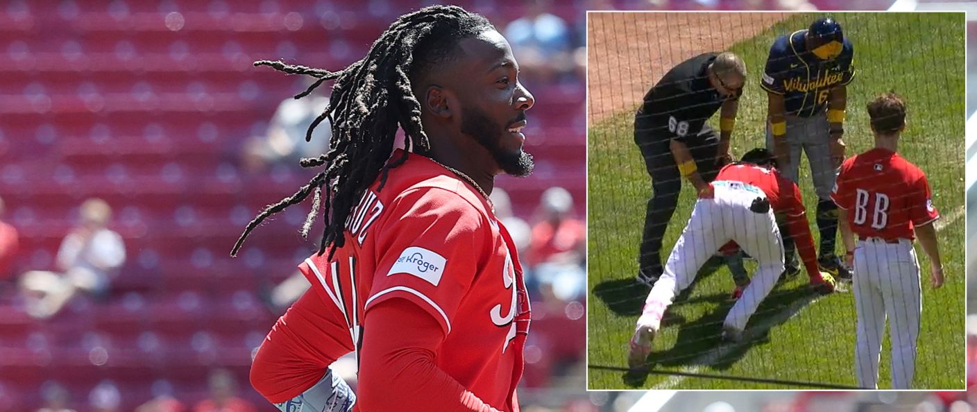 Action du match entre les Brewers et les Reds, au Great American Ball Park.
