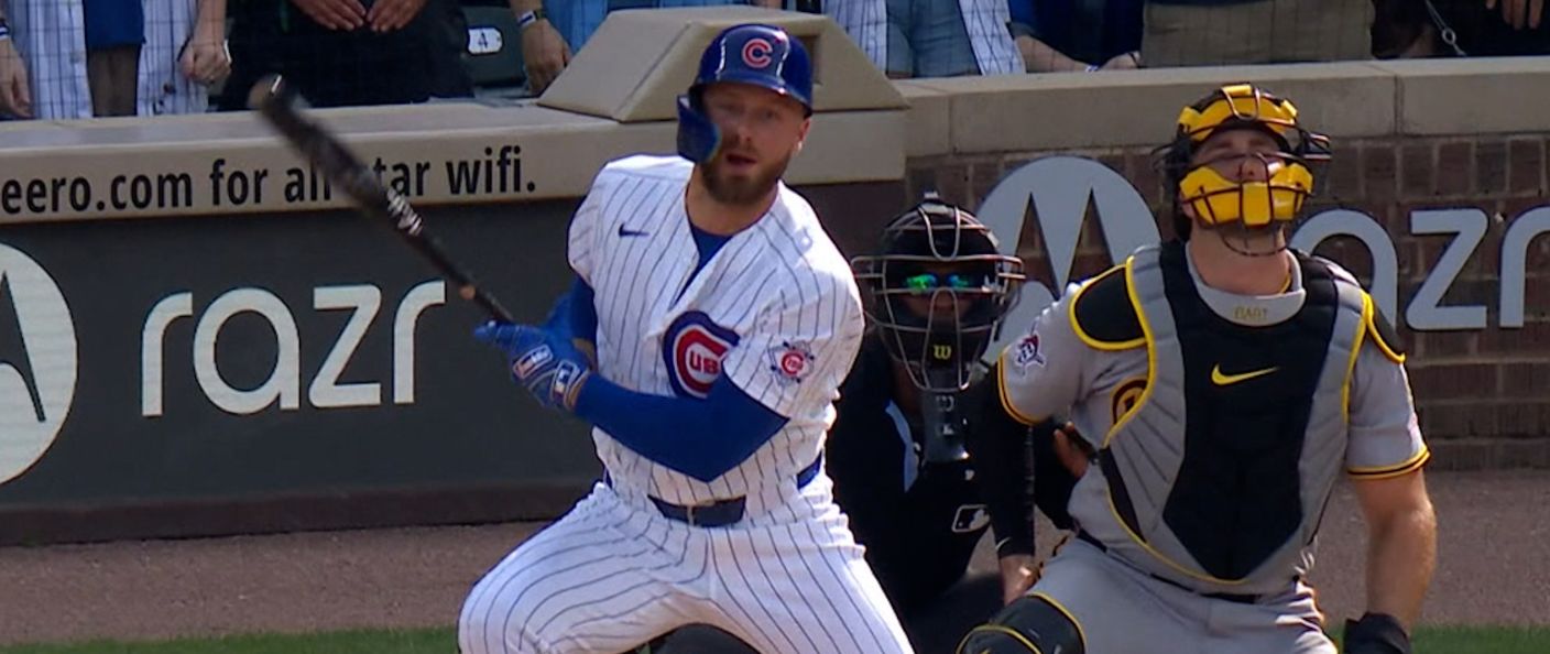 Action du match Cubs - Pirates au Wrigley Field.