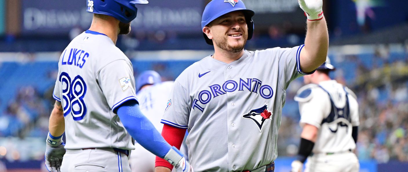 Action du match entre les Blue Jays et les Rays, au Tropicana Field.