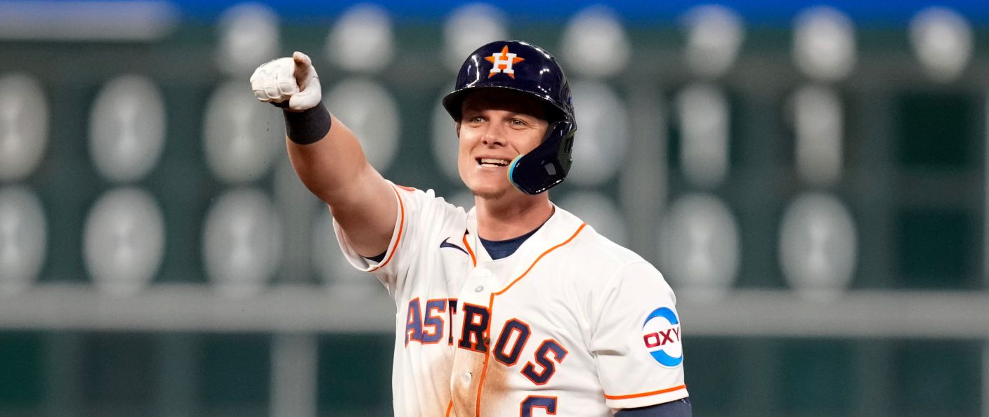 Action du match entre les Angels et les Astros, au Daikin Park.