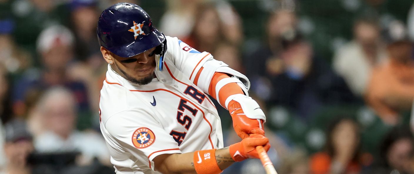 Action du match entre les Angels et les Astros, au Daikin Park.