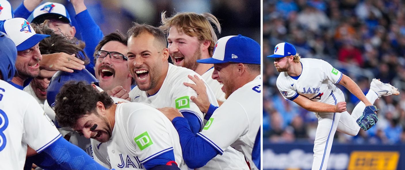 Action du match entre les Athletics et les Blue Jays, au Rogers Centre.