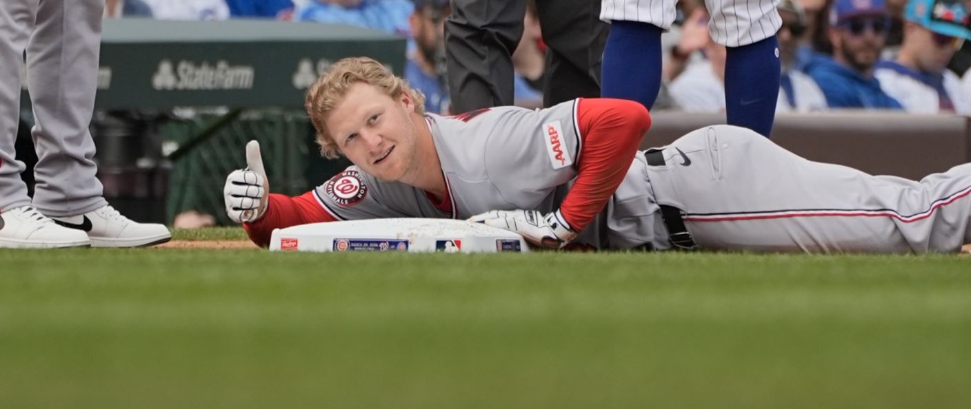 Action du match entre les Nationals et les Cubs, au Wrigley Field.