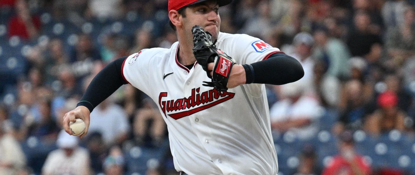 Action du match entre les Blue Jays et les Guardians, au Progressive Field.