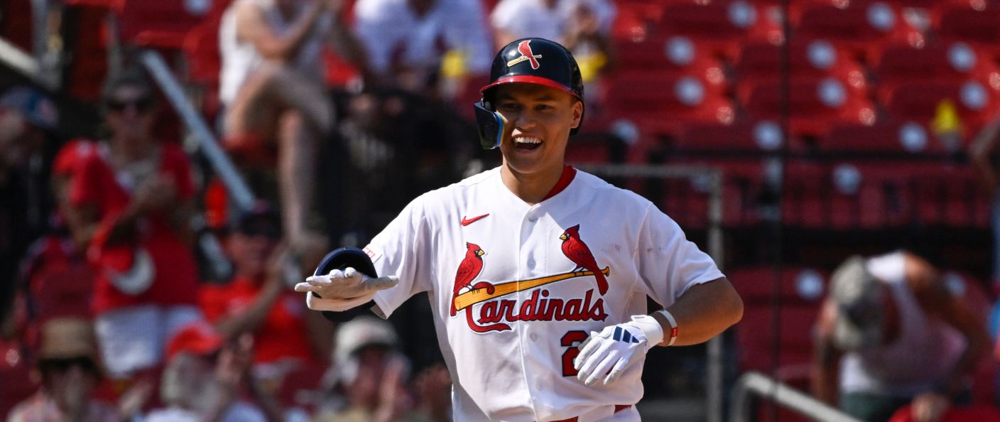 Action du match entre les Rockies et les Cardinals, au Busch Stadium.
