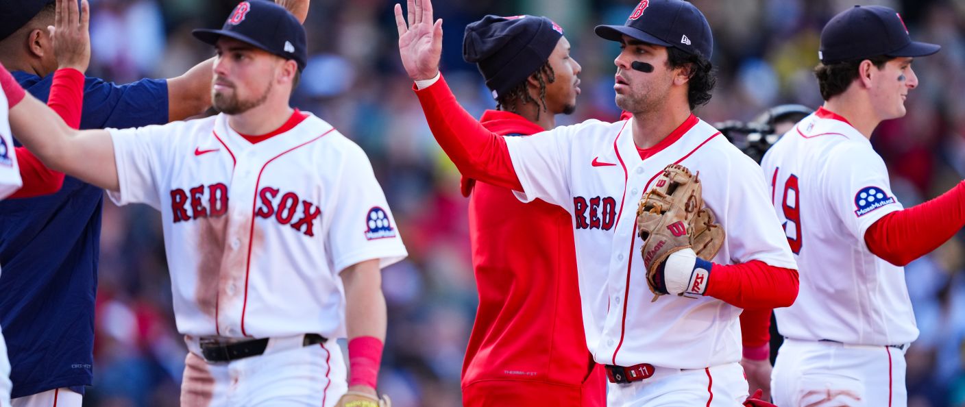 Action du match entre les Padres et les Red Sox, au Fenway Park.