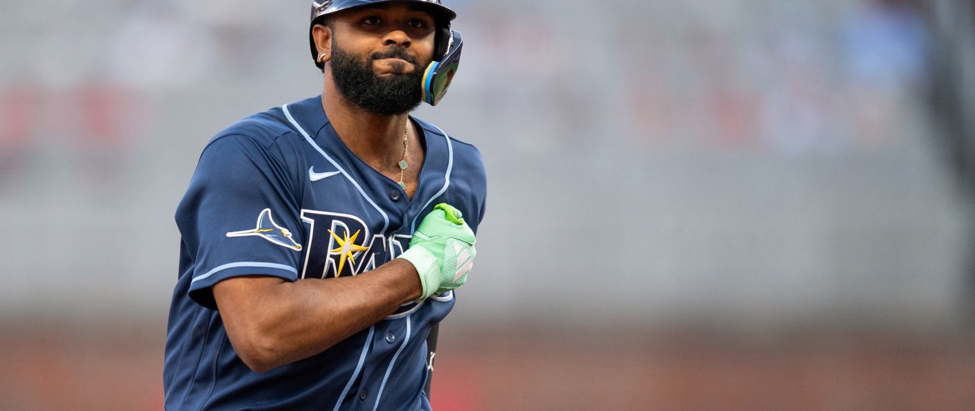 Action du match entre les Rays et les Braves, au Truist Park.