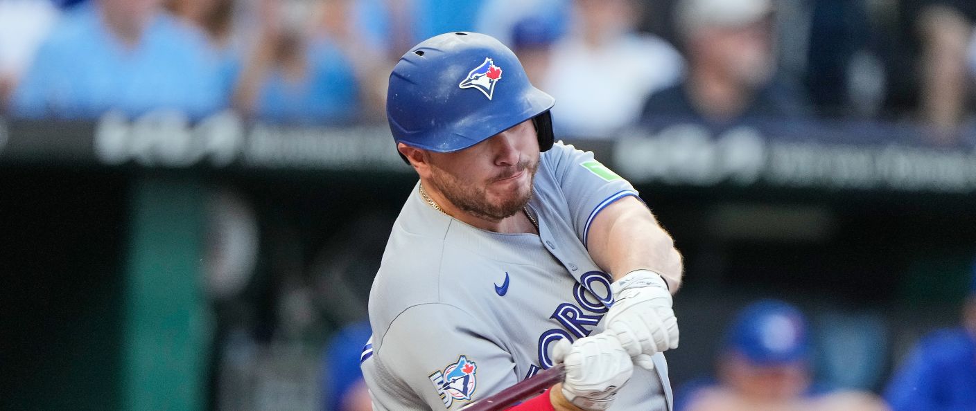 Action du match entre les Blue Jays et les Royals, au Kauffman Stadium.