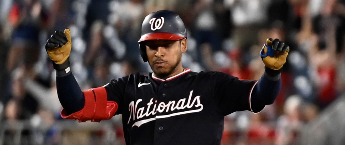 Action du match entre les Angels et les Nationals, au Nationals Park.